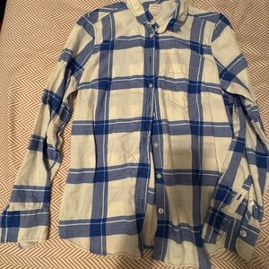 J. Crew Blue and Cream Checkered boy fit Shirt
